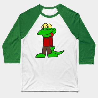 Cartoon Lizard Guy Baseball T-Shirt